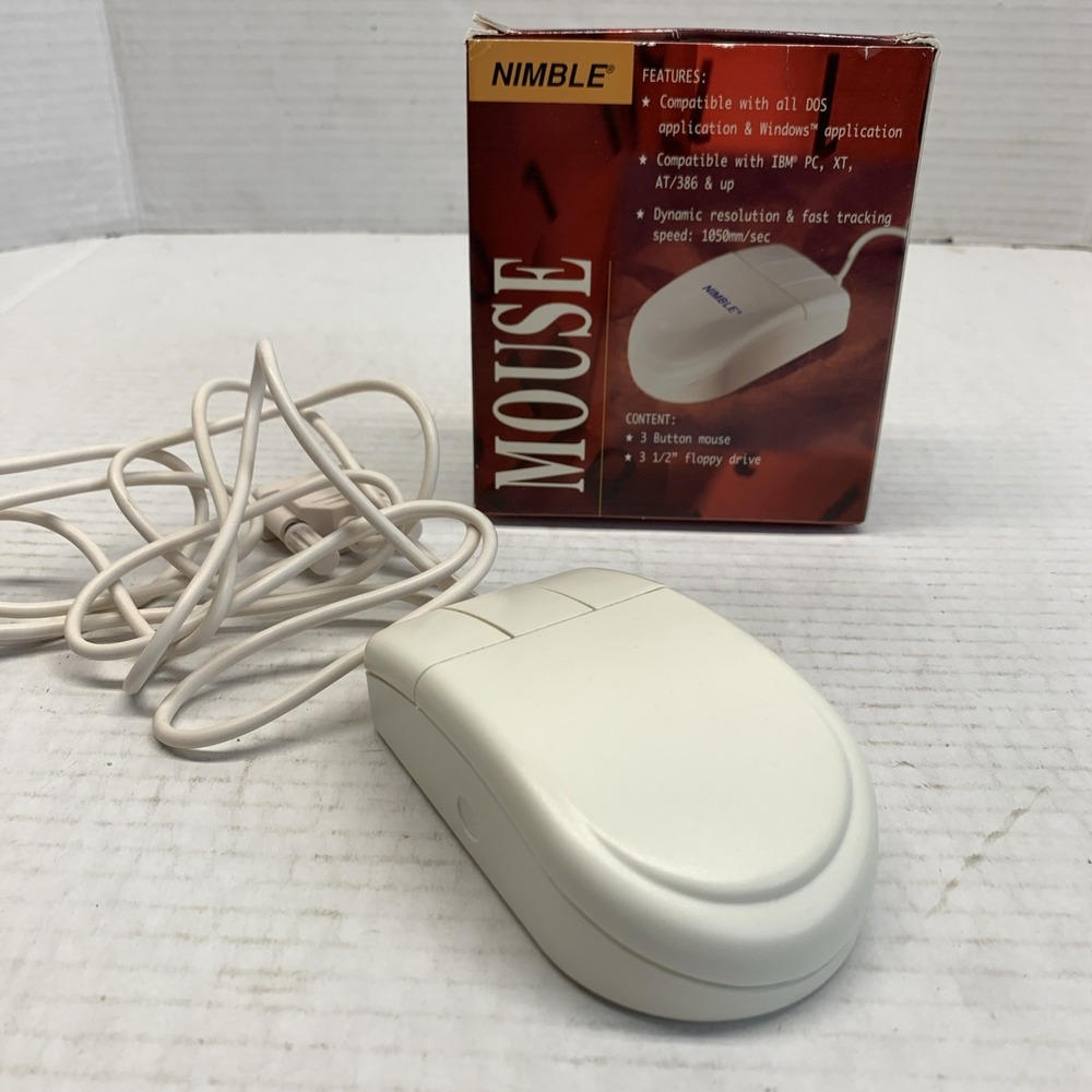 Nimble 1990s 3-Button Trackball Mouse - vintage Y2K Tech Computer hardware